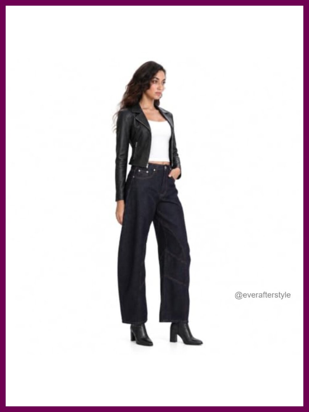 Women's High Waisted Barrel Jeans Curved Seam Relaxed Fit - Picture 4 of 6